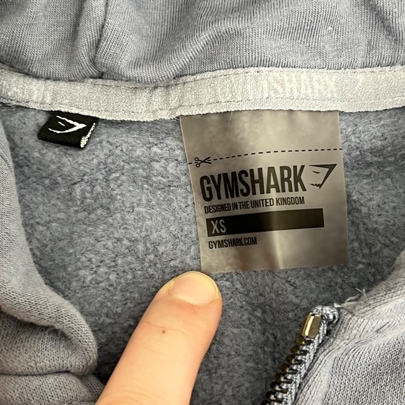 Gymshark Cropped 1/4 Zip Gathered Hooded Pullover | Steel Blue/Grey | Size XS - Picture 5 of 9